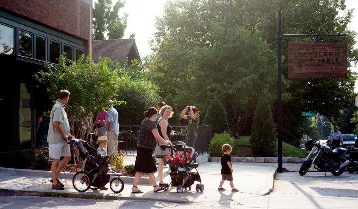Family walking through East Nashville